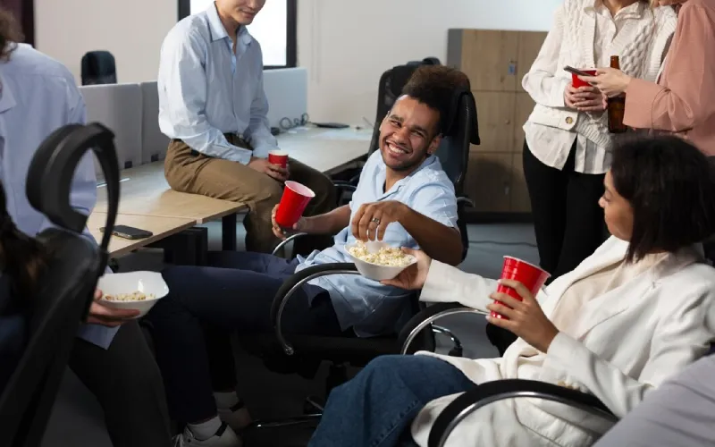 Participants taking part in a group community activity