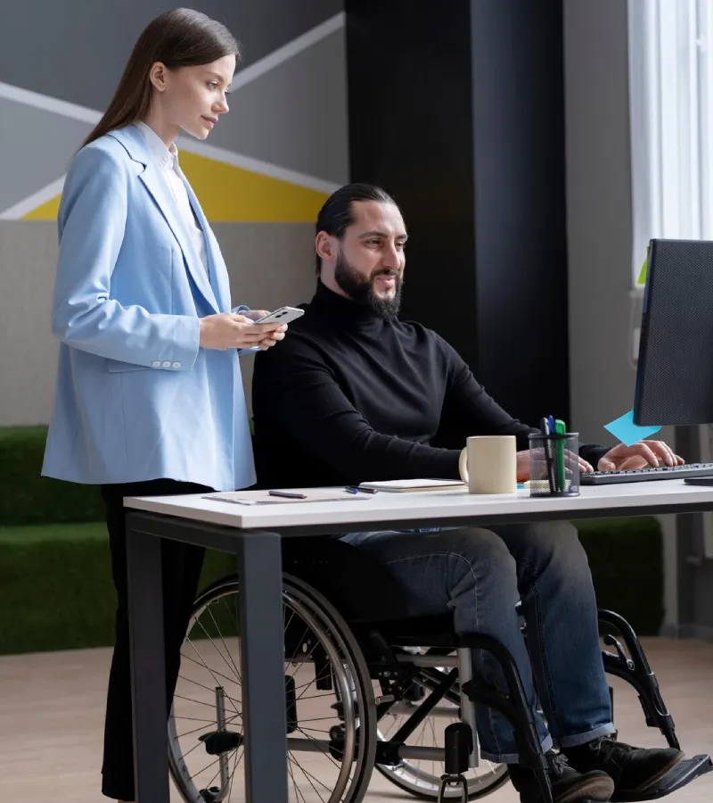 Support worker helping a participant with a household task